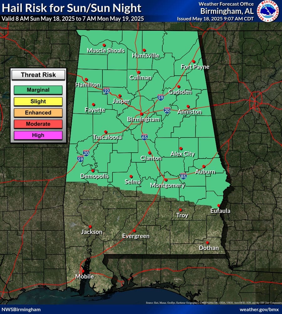Alabama Hail Outlook 5/18